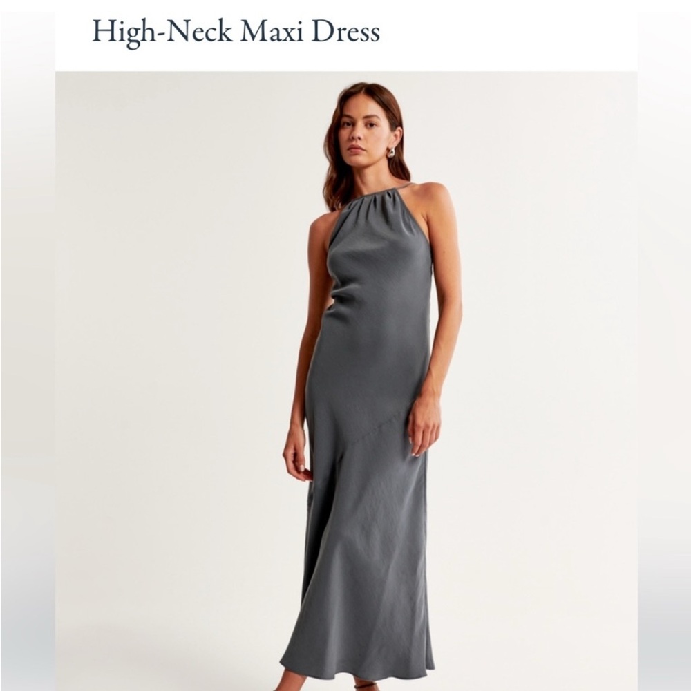 Abercrombie & Fitch Gray Halter Slip Maxi Dress
